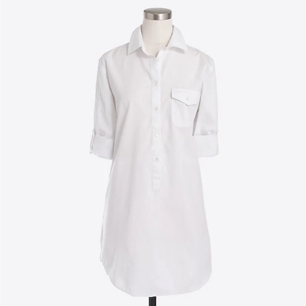J. Crew‎ White Cotton Lightweight Long Sleeve Popover Tunic Top Sz S